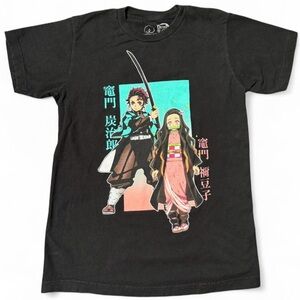 Black Graphic T-Shirt with Anime Characters Demon Slayer